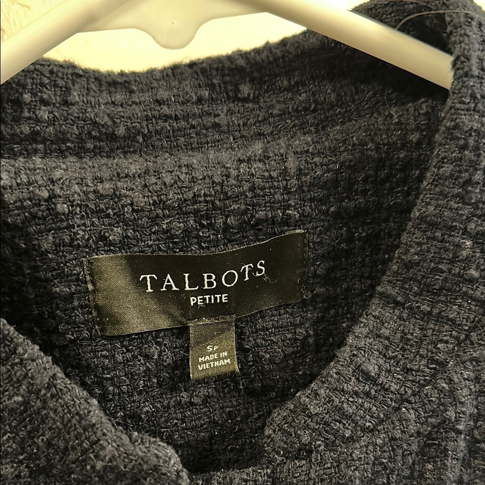 Talbots Women's Navy Blue  Tweed Button-Front Jacket - Picture 2 of 4